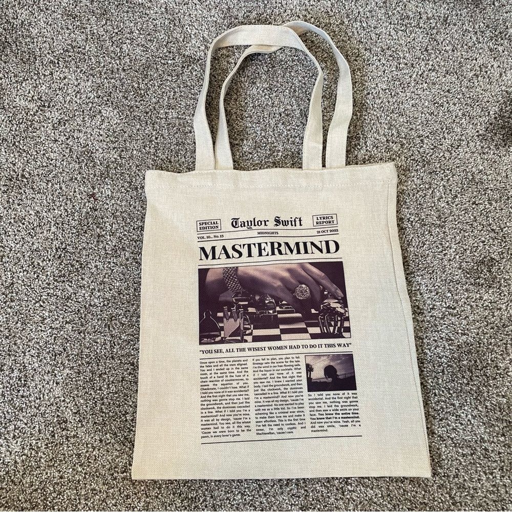 TAYLOR SWIFT- Unofficial Mastermind Lyric Newspaper Small Tote Bag